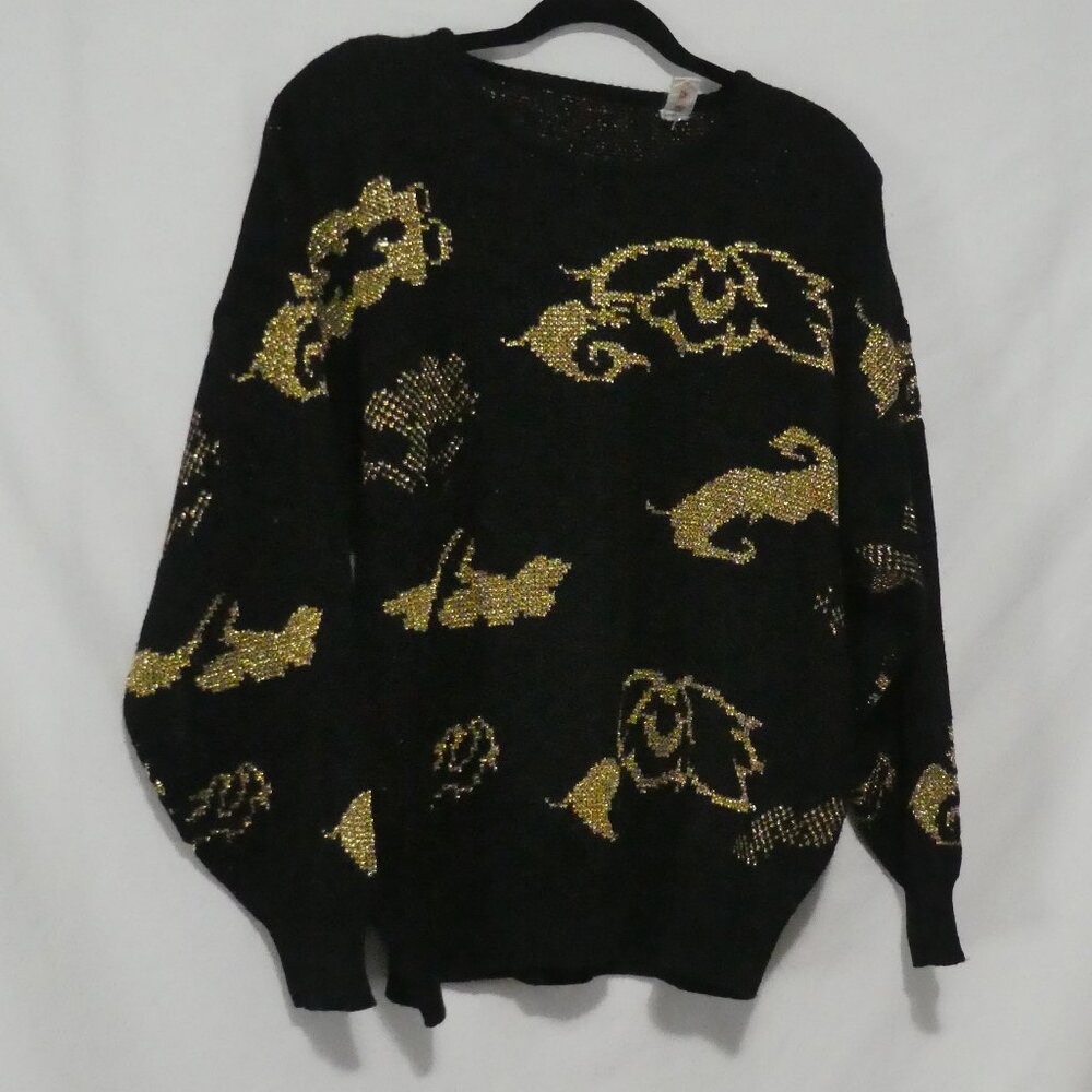 Made In Korea | size 42 | Black Sweater With Gold Front and Back Design | GUC